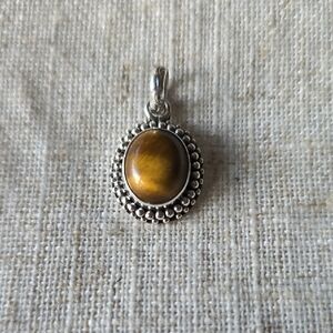 925 Sterling Silver~Tiger Eye Pendant